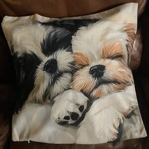 Cozy Dog Print Pillow Cover - Black and Cream